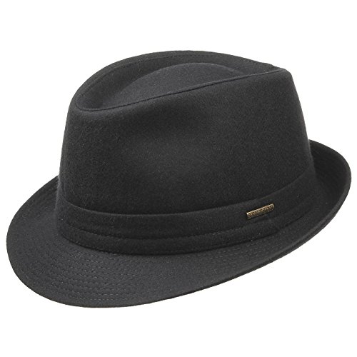 Stetson Benavides Trilby Wollhut Damen/Herren – Hut aus Wollfilz – Made in Italy – Winterhut mit Teflon-Beschichtung (wasserabweisend) – Trilbyhut Herbst/Winter – Herrenhut schwarz 58 cm