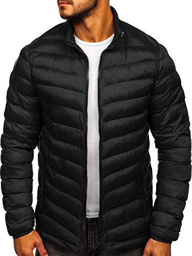 BOLF Herren Winterjacke Übergangsjacke Steppjacke Daunenjacke Sportjacke Stehkragen Reißverschluss Street Style J.Style SM70 Schwarz XXL [4D4]