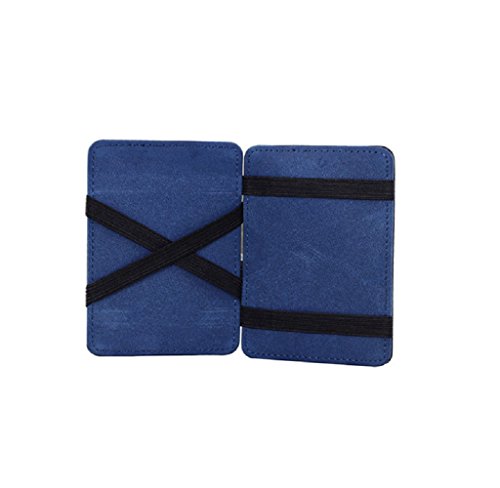 HARRYSTORE Unisex Super Mini Grind Magic Dünne Wallet Bifold Leder Kartenhalter Geldbörse (Blau)