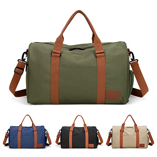 FEDUAN Handgepäck mit Schuhfach Trainingstasche Fitnesstasche Gym-Tasche Sporttasche hochwertige Reisetasche Schultergurt Herren Damen Freizeit Training Reise grün Oliv-grün Oliv