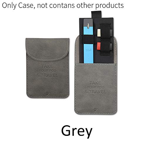 Tragbare Ultra Thin Mini Slim Ledergeldbeutel mit Taschen-Speicher-Beutel für JUUL Pods für Myle Pod-System Vape Pen Kit 12X8.5CM Kein Nikotin Grau