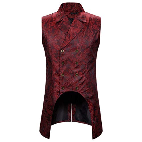 UFODB Herren Mittelalter Weste Vintage Anzugweste Frack Jacke Business Retro Gothic Victorian Steampunk Uniform Kostüm Vampir Cosplay Verkleidung Anzug Zweireihig Sweatblazer