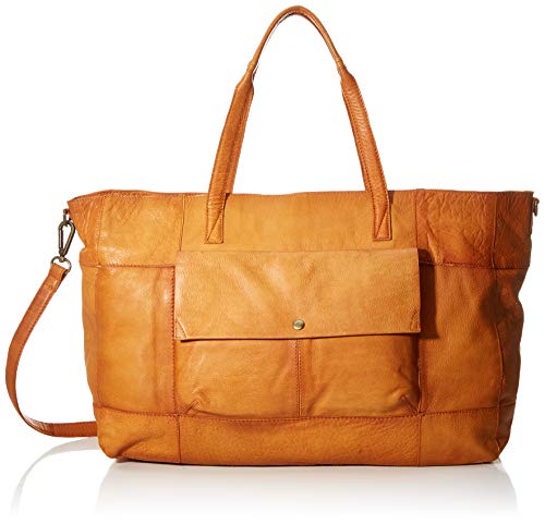 PIECES Damen Pcasta Leather Weekend Bag Schultertasche, Braun (Cognac), 14,5x32x38 cm