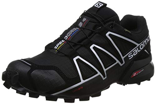 Salomon Herren Trail Running Schuhe, SPEEDCROSS 4 GTX, Farbe: schwarz (Black/Black/Silver Metallic-X) Größe: EU 48