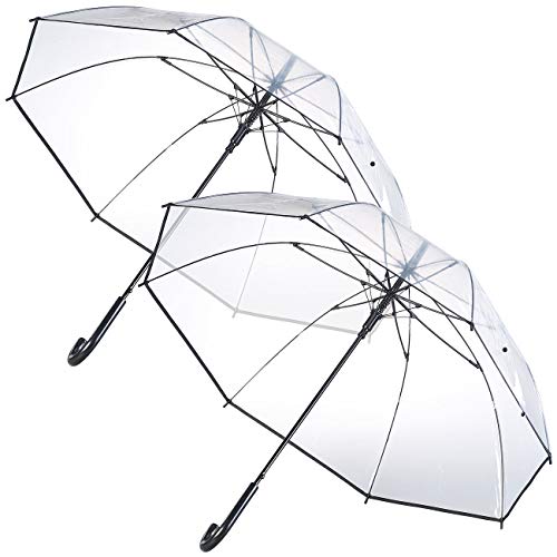 Carlo Milano 2er-Set transparente Regenschirme, Stahl-Fiberglas-Gestell, Ø 100 cm