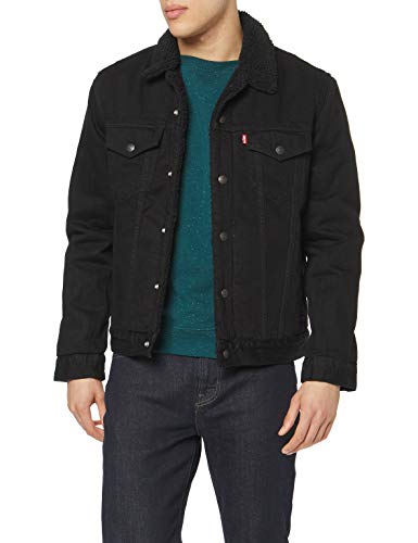 Levi's Herren Type 3 Sherpa Trucker-Jacke, Schwarz (Berk Sherpa Trucker 0100), Medium