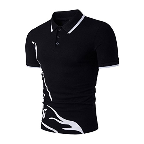 Challeng T-Shirt für Herren,Große Förderung Neue Heiße Männer Poloshirt Schlank Sport Kurzarm Casual T-Shirts Tops (XXL, Schwarz)