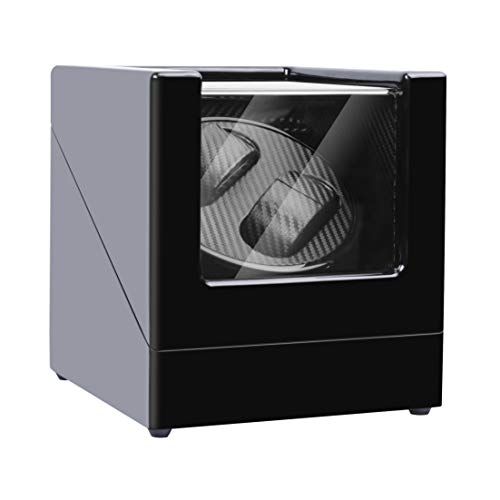 Kalawen Uhrenbeweger fur Automatikuhren 2 Uhren Watch Winder Box für alle Automatikuhren Mechanischen Uhren mit leisem Wechselstromadapter oder batteriebetrieben Schwarz