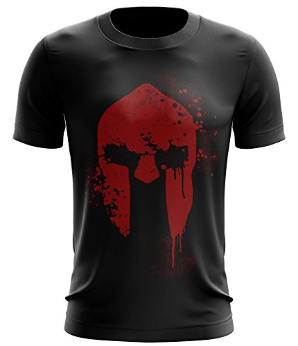 Stylotex ® Fitness T-Shirt Herren Sport Shirt | Spartan Helmet | Gym Tshirts für Performance beim Training | Männer Kurzarm | Funktionelle Sport Bekleidung, Größe:XXL, Farbe:schwarz