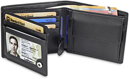 TRAVANDO ® Geldbörse Herren Tokyo mit RFID Schutz Geldbeutel schwarz Portemonnaie Portmonaise Geldtasche Brieftasche Hochformat Herrengeldbeutel Herrenbörse Herrengeldbörse Portmonee Geschenk Wallet