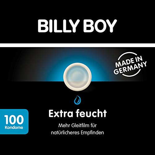 Billy Boy Extra Feucht Kondome mit Mehr Gleitfilm Premium Großpackung , Transparent, 100er Pack