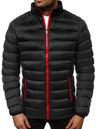 OZONEE Herren Übergangsjacke Jacke Übergang Jacken Herbst Bomberjacke Stehkragen Kapuze Steppjacke Kapuzenjacke Leichte Outdoor Puffer Jacket Gepolstert 777/3952K SCHWARZ/2 L