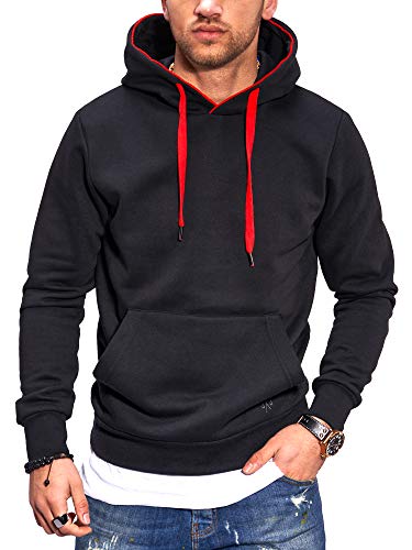 JACK & JONES Herren Hoodie Kapuzenpullover Casual Unifarben Meliert (XL, Tap Shoe/Red)