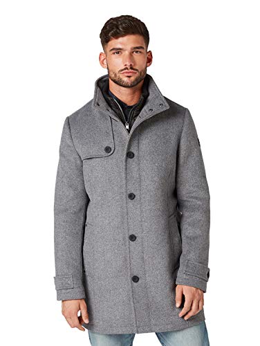 TOM TAILOR für Männer Jacken & Jackets Zweiteiliger Mantel Mid Grey Wool Jacket Structure, XL