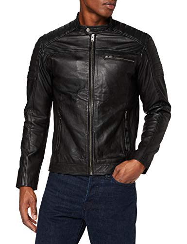 SELECTED HOMME Herren SLHJACK Leather JKT W NOOS Jacke, Schwarz Black, Large