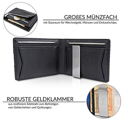Cartera Tarjetero Cuero Con 22 Ranuras, Diseño Compacto Con Cremallera, Color Negro Para Hombre Y Mujer