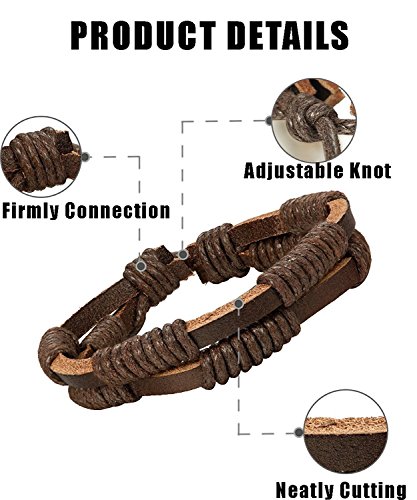 4 Lederarmbänder Geflochten - Baum Des Lebens Design Verstellbar