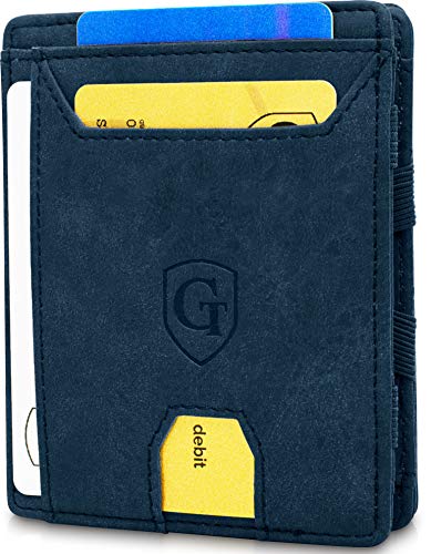 GenTo® Magic Wallet Atlantic – TÜV geprüfter RFID, NFC Schutz – Dünne magische Geldbörse mit großem Münzfach – Geschenk für Damen und Herren – erhältlich in 5 Farben (Marineblau – Soft)