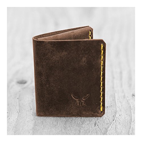 brauner mini Männer LederGeldbeutel, handgenäht & metallfrei