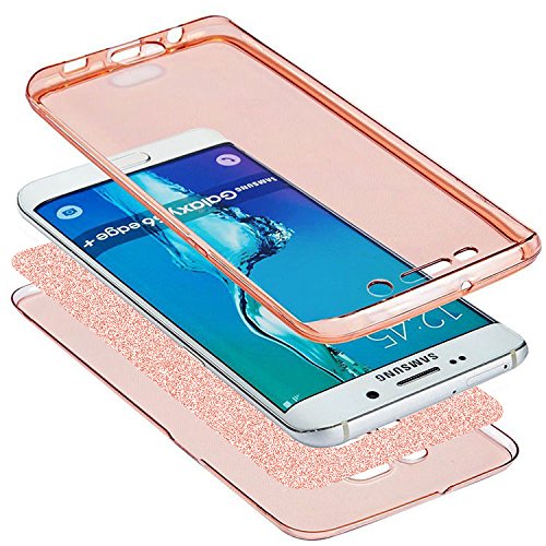 Kompatibel mit Galaxy S8 Hülle,Galaxy S8 Schutzhülle,Full-Body 360 Grad Bling Glänzend Glitzer Klar Durchsichtige TPU Silikon Hülle Handyhülle Tasche Front Cover Schutzhülle für Galaxy S8,Rose Gold