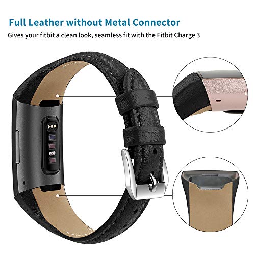 KIMILAR Armbänder Kompatibel mit Fitbit Charge 3 Armband Leder