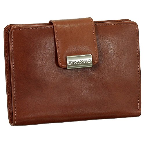 Leder Damen Geldbörse Portemonnaie Geldbeutel XXL mit Druckknopf 10 cm Farbe Rotbraun