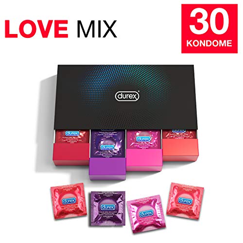 Durex Love Collection Kondome in stylischer Box – Aufregende Vielfalt, praktisch & diskret verpackt – für gefühlsintensive Erlebnisse – 30er Pack (1 x 30 Stück)