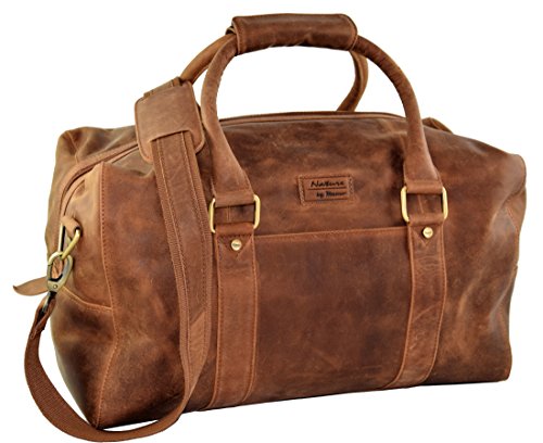Menzo Vienna Leder Reisetasche 30l, Handgepäck, Weekender, Businesstasche Damen und Herren, (braun)