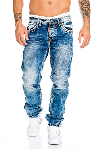 Cipo & Baxx Herren Jeans Hose mit Nähten, 34W / 32L, Blau