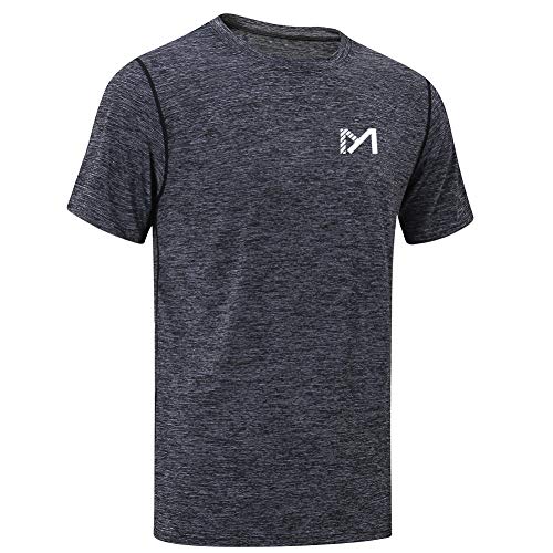 MEETYOO Sportshirt Herren, Laufshirt Kurzarm T Shirts Männer Fitnessshirt Atmungsaktiv Funktionsshirt für Running Jogging Fitness Gym (Schwarz, L)