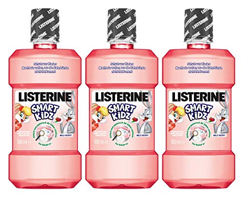 LISTERINE Smart Kidz Beere – Mundspülung für Kinder ab 6 Jahren – Mundspülung mit Beerengeschmack – 3 x 500 ml