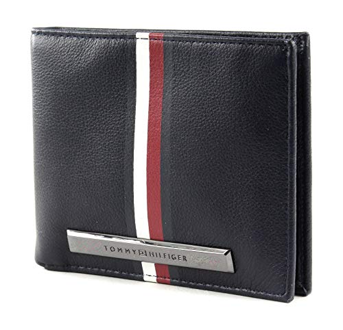 Tommy Hilfiger Herren Corp Plaq Mini Cc Wallet & Key Münzbörse, Blau (Sky Captain), 0.1×0.1×0.1 cm