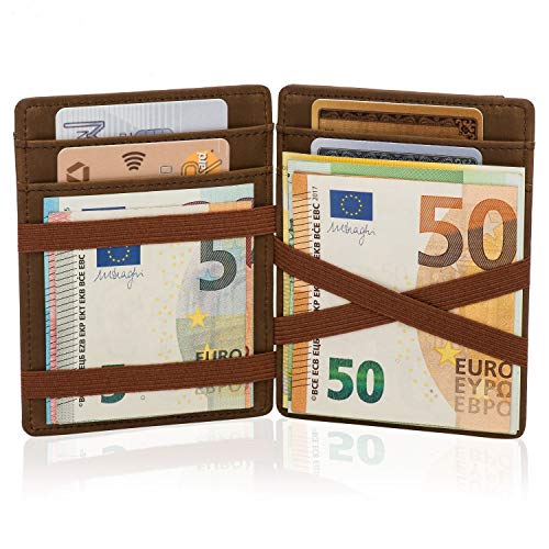 Noah Noir Magic Wallet mit Münzfach – TÜV Geprüfter RFID Schutz (8 Kartenfächer) Magischer Geldbeutel mit Geschenkbox (Owl)