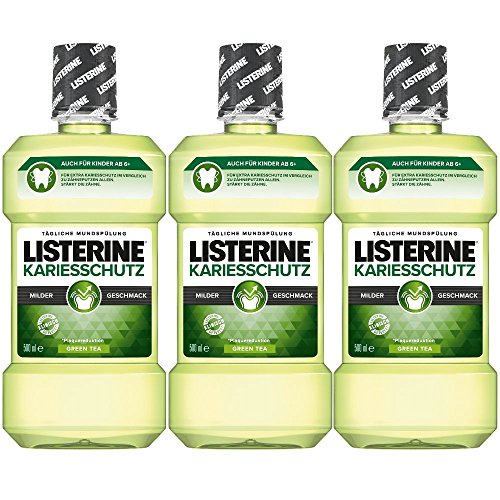 Listerine Kariesschutz Antibakterielle Mundspülung (gegen Karies mit milderem Geschmack) 3er Pack (3 x 500ml)