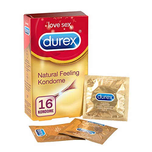 Durex Natural Feeling Kondome – Latexfreie Kondome für ein natürliches Haut an Haut Gefühl – 16er Pack (1 x 16 Stück)