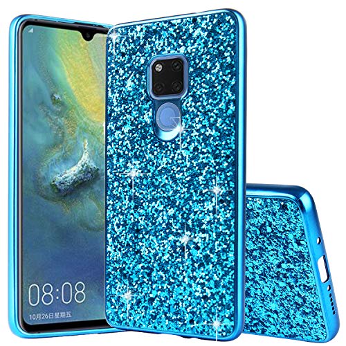 Slynmax Huawei Mate 20 Hülle Glitzer Bling Schutzhülle Huawei Mate 20 Hülle Mädchen Soft Flex Slim TPU Silikon Hülle Bumper Style Tasche Luxus Handyhülle Kompatibel mit Huawei Mate 20 Hülle,Blau