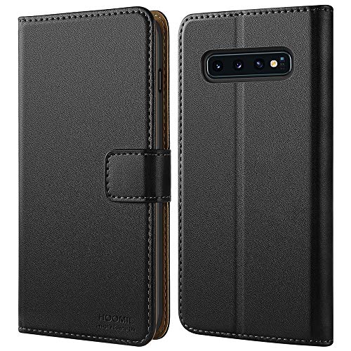 HOOMIL Handyhülle für Samsung Galaxy S10 Hülle, Premium Leder Flip Schutzhülle für Samsung Galaxy S10 Tasche – Schwarz