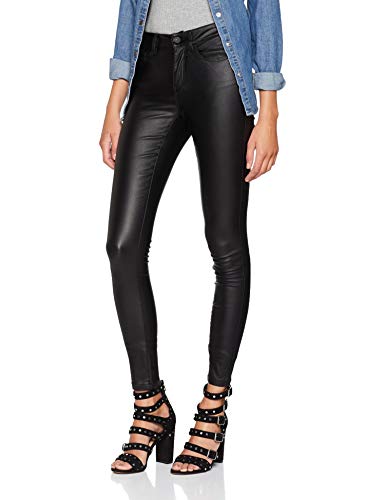 ONLY NOS Damen Skinny Onlanne K Mid Waist Coated Jeans Noos, Schwarz (Black), W29/L30 (Herstellergröße: M)