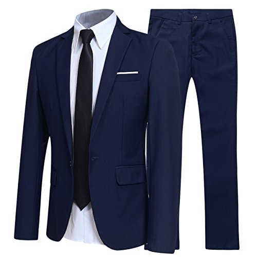 Allthemen Herren 2-Teilig Slim FIT Business Anzug Marineblau Medium