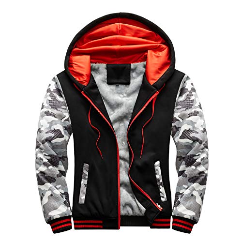 Briskorry Herren Sportjacke Fleece Baseballjacke Übergangsjacke mit Kapuze Casual Outdoorjacke Warme Windjacke Atmungsaktiv Sweatjacke Leicht Softshelljacke Bomberjacke Überzieher Bikerjacke