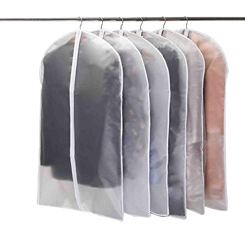 Niviy Kleidersack Anzug 6 Stück Hochwertiger Kleidersäcke, Transparent 60×100 cm Atmungsaktiver Stoff, für Anzüge Kleider Mäntel Sakkos Hemden Abendkleider Anzugsack Aufbewahrung Kleiderhülle