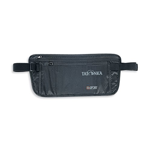Tatonka Skin Moneybelt Int. RFID B – flache Bauchtasche mit TÜV-zertifiziertem RFID-Blocker und zwei Reißverschluss-Fächern – Hüfttasche für Frauen und Männer – schwarz