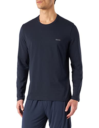 BOSS Herren Langarmshirt Crew-Neck Mix&Match Longsleeve Shirt, Farbe:Blau, Größe:L, Artikel:-403 Dark Blue