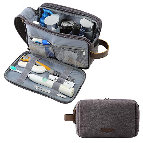 BAGSMART Kulturtasche für Herren, Reise Kulturbeutel Kosmetiktasche mit Doppelter Reißverschlussöffnung, Großer Stauraum, 5L-Dunkelgrau