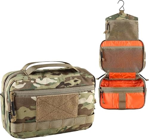 Taktischer Kulturbeutel für Herren, Hygienetasche, EDC Militärwerkzeug, Molle Beutel, Camping Kulturtaschen, Kosmetiktasche Doppelter Reißverschlussöffnung, Make-up Taschen & Etuis (CP)